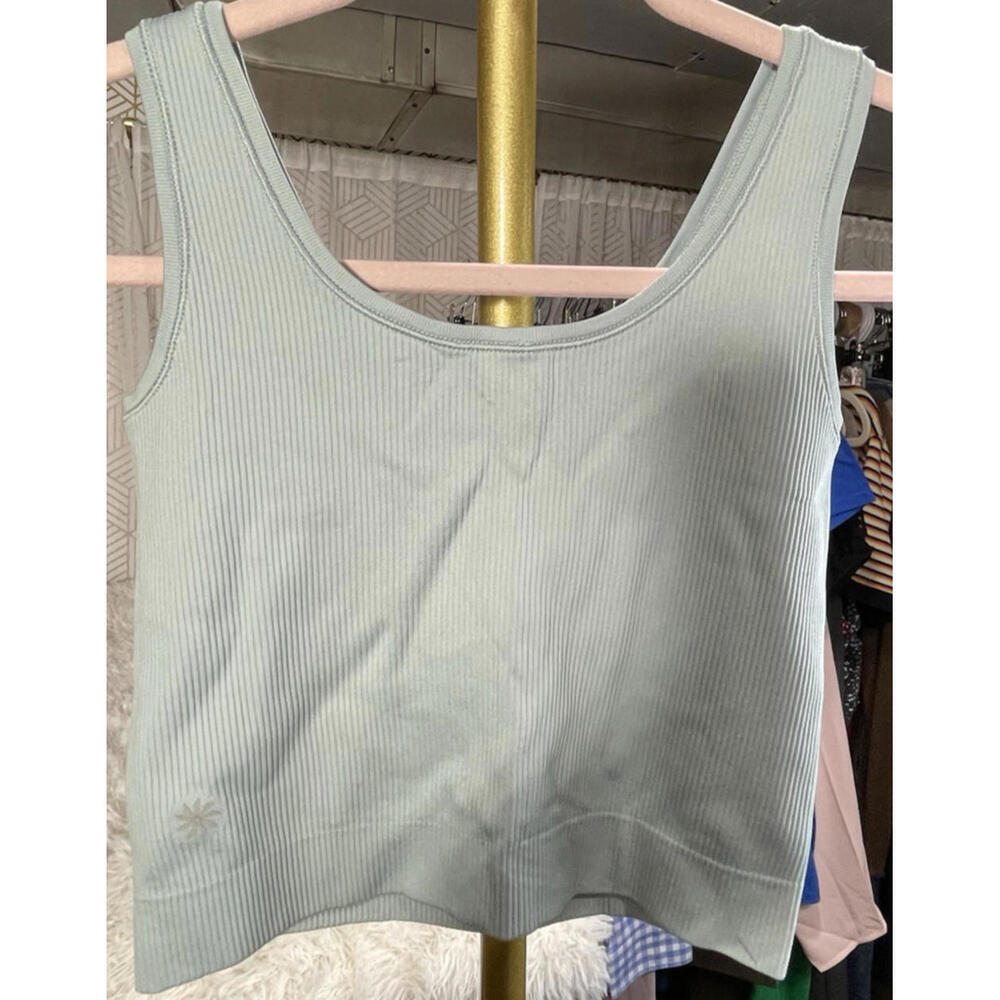Athleta Signature Rib Square Neck Crop Tank Top XXS-XS Yoga Pilates Lounging